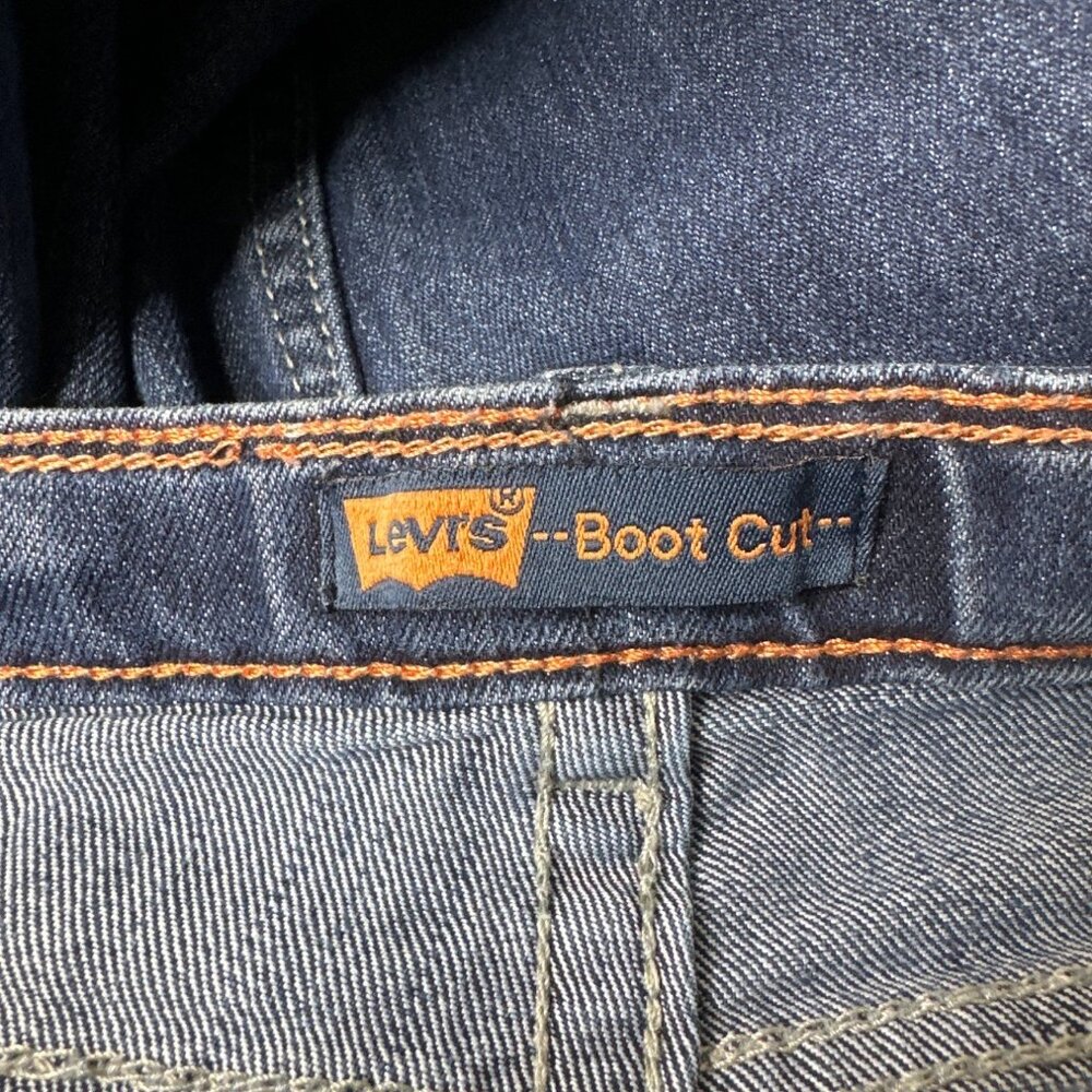 Levis Strauss Girls Boot Cut Denim Blue Jeans 16 Reg Adj Waist Pockets Western - Picture 4 of 7